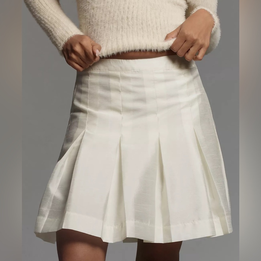 Maeve Pleated Taffeta Mini Skirt
